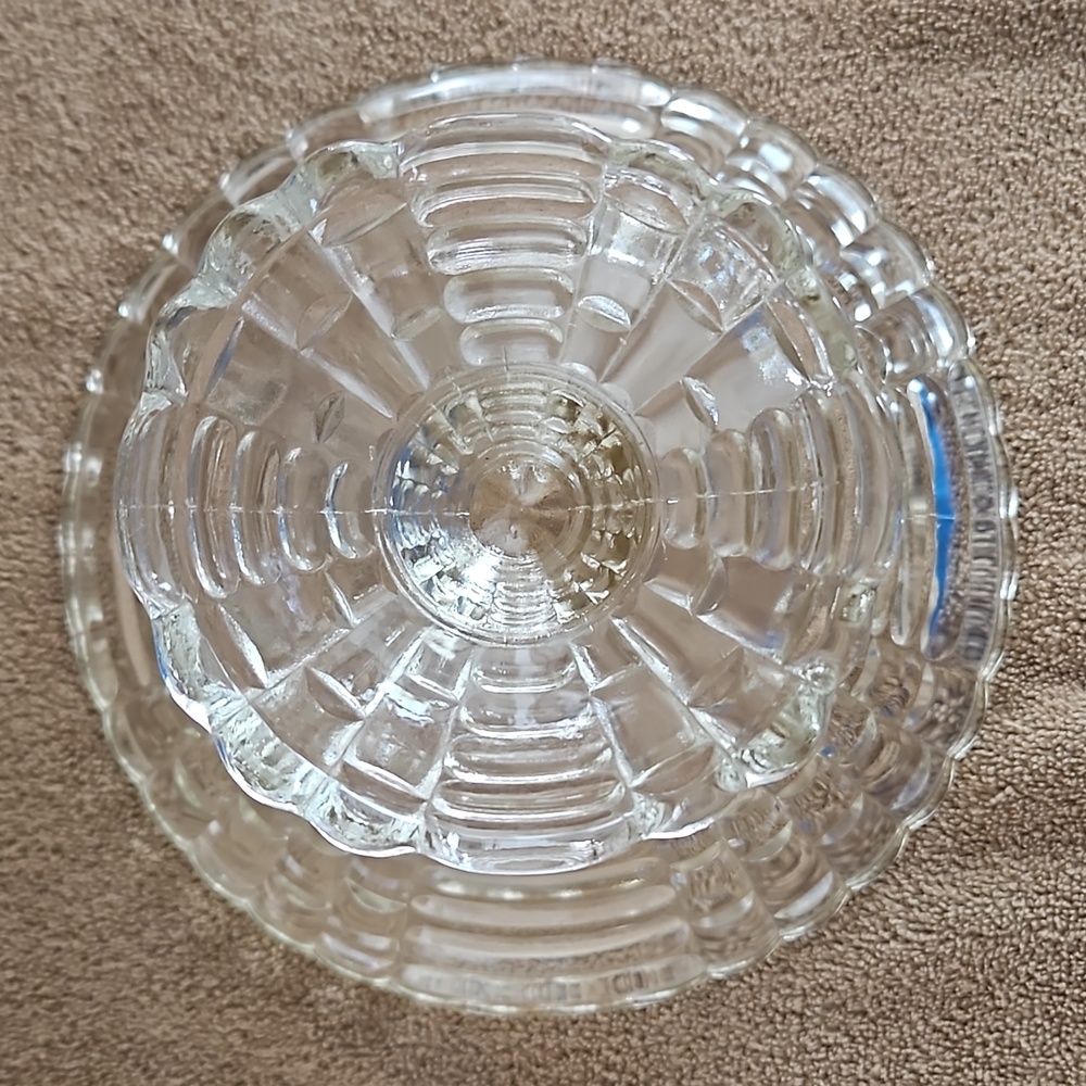 Pedestal Fruit/Candy Bowl Jeanette Glass Co Louisa Basketweave Clear Vintage T17 - Picture 6 of 8
